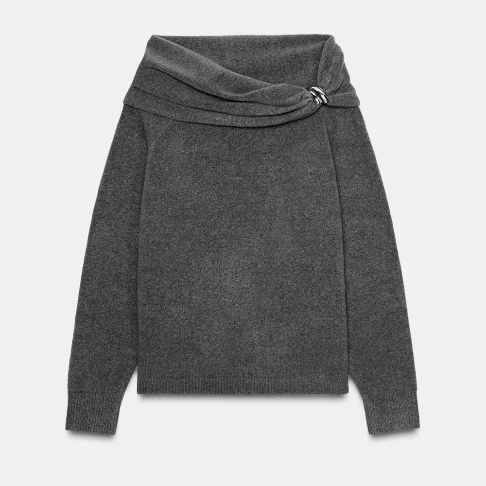 ZARA GREY SWEATER WITH SILVER HARDWARE